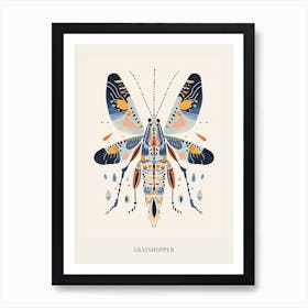 Colourful Insect Illustration Grasshopper 3 Poster Art Print
