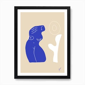 Flower Lady In Blue Art Print