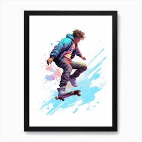 Skateboarding In Vancouver, Canada Gradient Illustration 4 Art Print