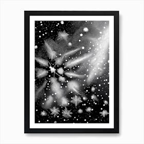 Diamond Dust, Snowflakes, Black & White 2 Art Print