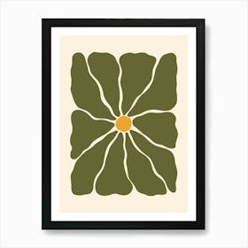 Abstract Flower 01 - Dark Green Art Print