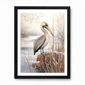 Winter Bird Painting Brown Pelican 4 Art Print