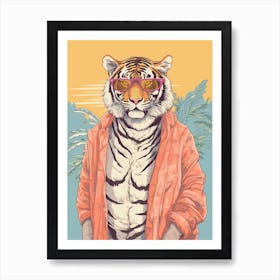 Tiger Illustrations Wearing A Sarong 1 Art Print