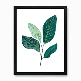 Green Leaves On A White Background Art Print