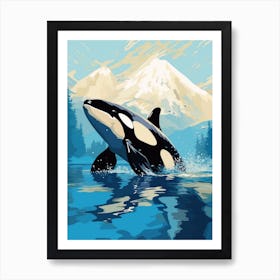 Icy Orca Whale With Mountain Art Print