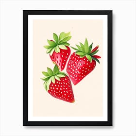 Bunch Of Strawberries, Fruit, Marker Art Illustration 4 Art Print