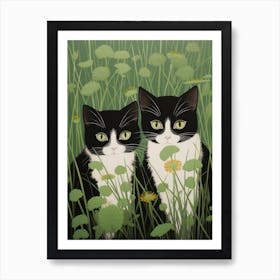 Two Cats In The Grass 2 Art Print