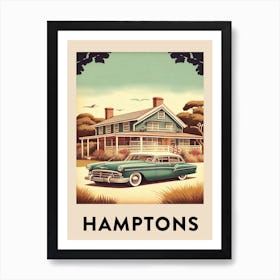 Hamptons Vintage Travel Poster Art Print