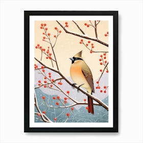 Bird Illustration Cedar Waxwing 3 Art Print