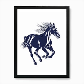Horse Running On White Background Art Print