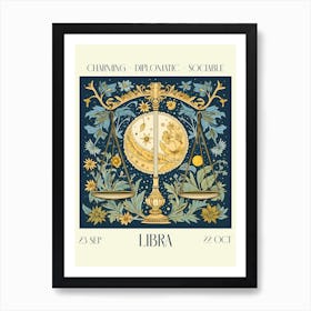 Libra William Morris Zodiac Astral Sign Art Print