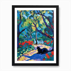 Painting Of A Cat In Descanso Gardens, Usa In The Style Of Matisse 04 Art Print