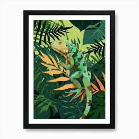 Green Galápagos Land Iguana Abstract Modern Illustration 3 Art Print