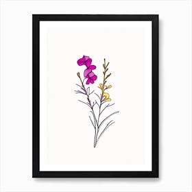 Nemesia Floral Minimal Line Drawing 2 Flower Art Print