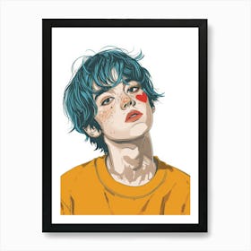 Boy With Blue Hair 2 Art Print