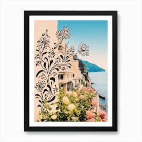 Amalfi Coast, Flower Collage 5 Art Print