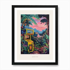 Dinosaur Retro Video Game Painting 2 Poster Art Print