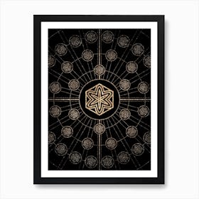 Geometric Glyph Radial Array in Glitter Gold on Black n.0372 Art Print