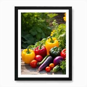 Assorted Vegetables Straight From The Garden Rich In Color And Variety Including Vibrant Red Tomat (4) Art Print