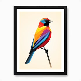 Colourful Geometric Bird Cowbird 3 Art Print