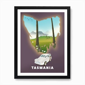 Tasmania Travel map Art Print