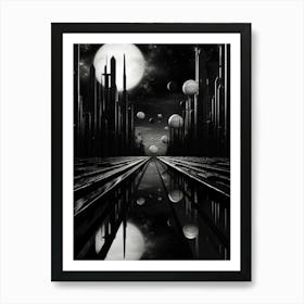 Parallel Universes Abstract Black And White 4 Art Print