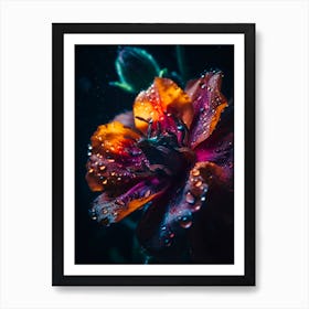 Water Droplets On A colorful Flower Art Print