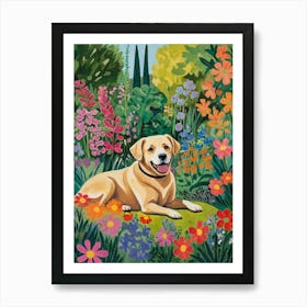 Yellow Labrador In The Garden Style Henri Matisse Art Print