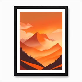 Misty Mountains Vertical Composition In Orange Tone 183 Art Print