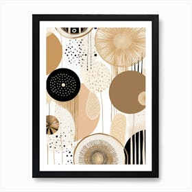 Beige Gold Circles Geometric Art Print