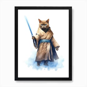 Burmese Cat As A Jedi 3 Art Print