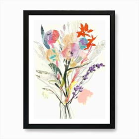 Fountain Grass 4 Collage Flower Bouquet Art Print