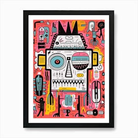 Doodle Robot Art Print