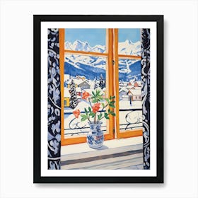 The Windowsill Of Interlaken   Switzerland Snow Inspired By Matisse 4 Art Print