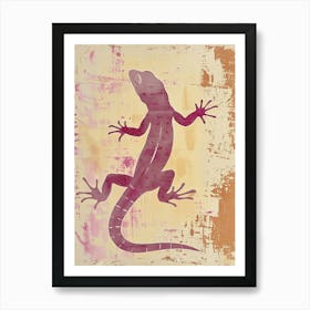 Magenta Golden Gecko Block Print 2 Art Print