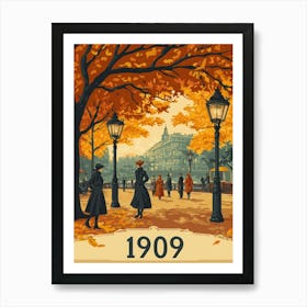 Aihrgdesign A Nostalgic Poster Of A 1909 City Park Featuring Art Print