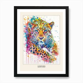 Leopard Colourful Watercolour 3 Poster Art Print
