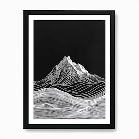 Goat Fell Mountain Line Drawing 4 Art Print