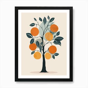 Orange Tree Minimalistic Drawing 1 Art Print