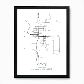 Amity,United States Minimalist Map Art Print