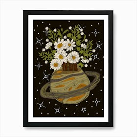 Saturn With Flowers Art Print