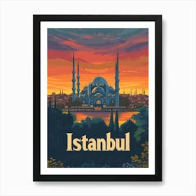 Aihrgdesign A Retro Travel Poster For Istanbul Featuring The 4 Art Print