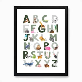 Green Alphabet Art Print