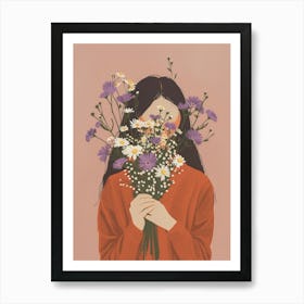 Spring Girl With Purple Flowers 7 Art Print