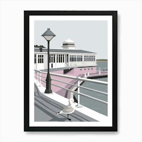 Seagull On Pier Art Print