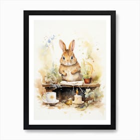 Bunny Writing Letters Rabbit Prints Watercolour 3 Art Print