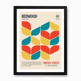 Redwood National Park Retro Travel Print Art Print