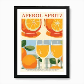 Aperol Spritz Cocktail Poster Pattern Kitchen Art Oranges Art Print