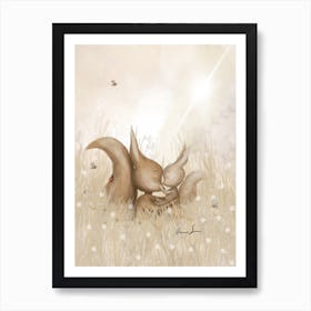 Mama Squirrel On Summer Meadow Art Print