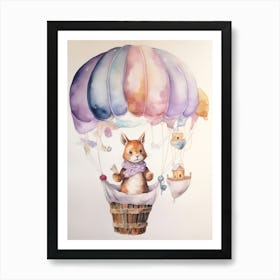 Baby Squirrel 3 In A Hot Air Balloon Art Print